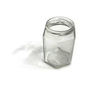 350g Hexagonal Glass Honey Jar